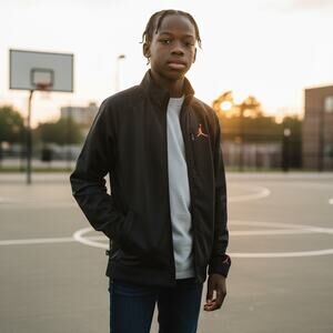 Vintage Nike Air Jordan Boy’s Jumpman Black Track Jacket - Size Large 12-13Y